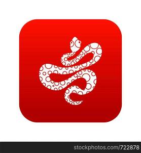 Black dotted snake icon digital red for any design isolated on white vector illustration. Black dotted snake icon digital red