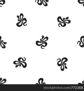 Black dotted snake pattern repeat seamless in black color for any design. Vector geometric illustration. Black dotted snake pattern seamless black