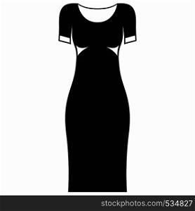 Black dress icon in simple style on a white background. Black dress icon, simple style