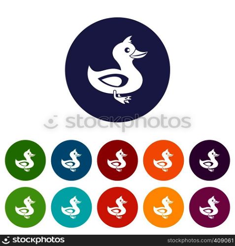 Black duck set icons in different colors isolated on white background. Black duck set icons