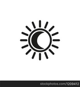 Black Eclipse of the sun icon isolated on White background.. Black Eclipse of the sun icon isolated on White background