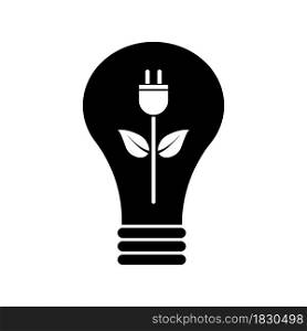 Black eco bulb cord. Lightbulb icon. Save nature. Ecology concept. Future technology. Vector illustration. Stock image. EPS 10.. Black eco bulb cord. Lightbulb icon. Save nature. Ecology concept. Future technology. Vector illustration. Stock image.