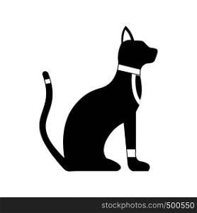 Black Egyptian cat icon in simple style isolated on white background. Black Egyptian cat icon, simple style