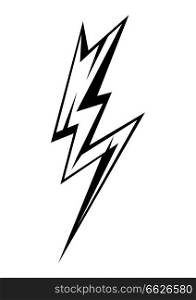 Black emblem of lightning. Icon or illustration on white background.. Black emblem of lightning.