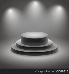 Black empty illuminated stage podium vector illustration
