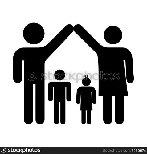 Black family icon on white background. Vector illustration. EPS 10.. Black family icon on white background. Vector illustration.