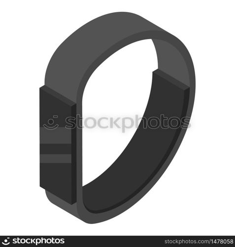 Black fitness bracelet icon. Isometric of black fitness bracelet vector icon for web design isolated on white background. Black fitness bracelet icon, isometric style