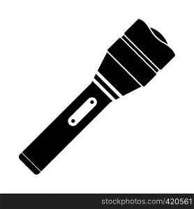 Black flashlight simple icon isolated on white background. Black flashlight icon