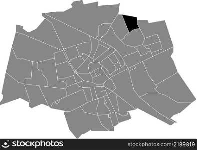 Black flat blank highlighted location map of the BEIJUM-OOST NEIGHBORHOOD inside gray administrative map of Groningen, Netherlands