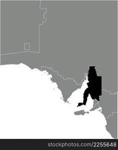 Black flat blank highlighted location map of the CENTRAL REGION inside gray administrative map of regions of the Australian state of South Australia