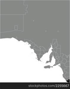 Black flat blank highlighted location map of the DISTRICT COUNCIL OF GRANT AREA inside gray administrative map of areas of the Australian state of South Australia