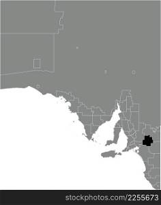 Black flat blank highlighted location map of the DISTRICT COUNCIL OF KAROONDA EAST MURRAY AREA inside gray administrative map of areas of the Australian state of South Australia