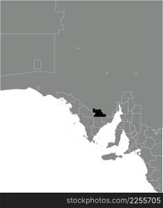 Black flat blank highlighted location map of the DISTRICT COUNCIL OF KIMBA AREA inside gray administrative map of areas of the Australian state of South Australia