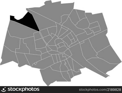 Black flat blank highlighted location map of the DORKWERD NEIGHBORHOOD inside gray administrative map of Groningen, Netherlands