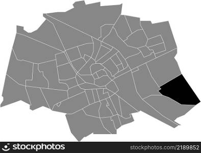 Black flat blank highlighted location map of the ENGELBERT NEIGHBORHOOD inside gray administrative map of Groningen, Netherlands