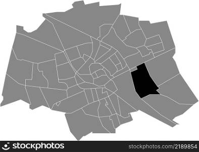 Black flat blank highlighted location map of the EUVELGUNNE NEIGHBORHOOD inside gray administrative map of Groningen, Netherlands