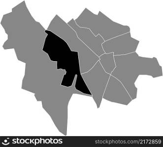 Black flat blank highlighted location map of the LEIDSCHE RIJN QUARTER inside gray administrative map of Utrecht, Netherlands
