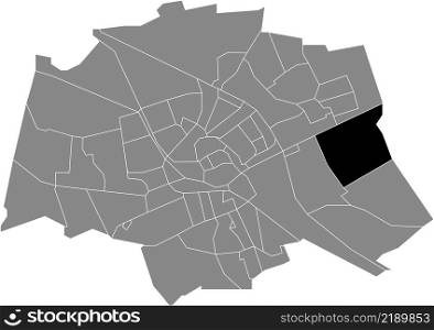 Black flat blank highlighted location map of the MIDDELBERT NEIGHBORHOOD inside gray administrative map of Groningen, Netherlands