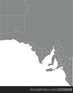 Black flat blank highlighted location map of the MUNICIPAL COUNCIL OF ROXBY DOWNS AREA inside gray administrative map of areas of the Australian state of South Australia