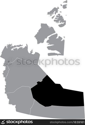 Black flat blank highlighted location map of the NORTH SLAVE REGION Region inside gray administrative map of the Canadian territory of Northwest Territories, Canada
