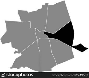 Black flat blank highlighted location map of the OOST DISTRICT inside gray administrative map of Apeldoorn, Netherlands