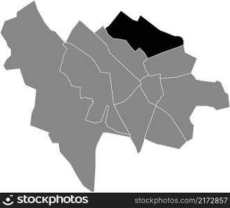 Black flat blank highlighted location map of the OVERVECHT QUARTER inside gray administrative map of Utrecht, Netherlands