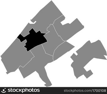 Black flat blank highlighted location map of the LOOSDUINEN DISTRICT ...