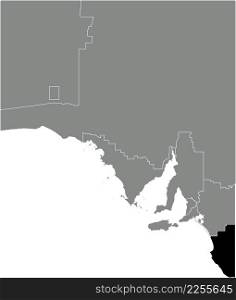 Black flat blank highlighted location map of the SOUTHEAST REGION inside gray administrative map of regions of the Australian state of South Australia