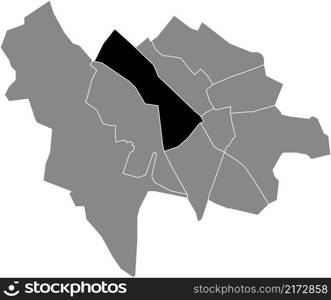 Black flat blank highlighted location map of the WEST QUARTER inside gray administrative map of Utrecht, Netherlands