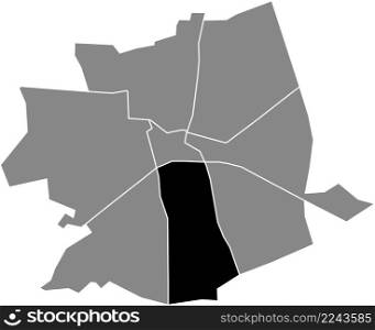 Black flat blank highlighted location map of the ZUID DISTRICT inside gray administrative map of Apeldoorn, Netherlands