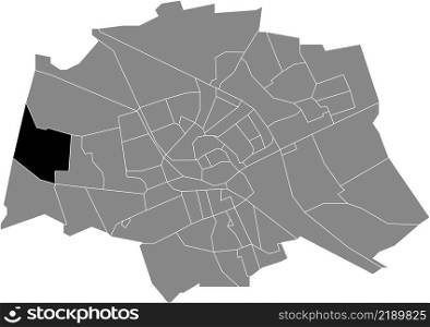 Black flat blank highlighted location map of the ZUIDWENDING NEIGHBORHOOD inside gray administrative map of Groningen, Netherlands