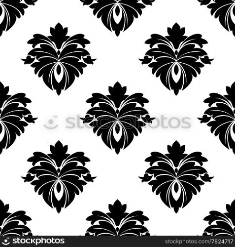Black floral seamless pattern for wallpaper, tile or background design