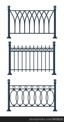 Black forged lattice fence. vector illustration isolated on white background. Vector illustration in flat style. Black forged lattice fence.