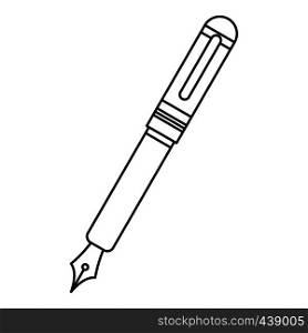 Black fountain pen icon in outline style isolated vector illustration. Black fountain pen icon outline