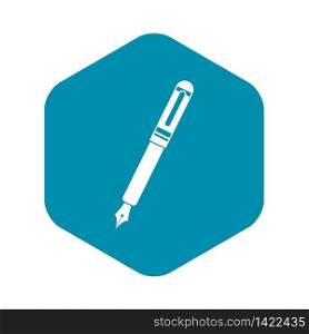 Black fountain pen icon in simple style isolated vector illustration. Black fountain pen icon simple