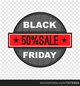 Black Friday 50 off icon in cartoon style isolated on background for any web design . Black Friday 50 off icon, cartoon style