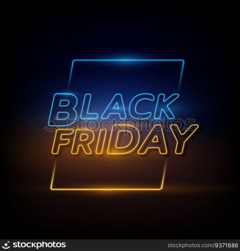 Black Friday background. Neon sign. 