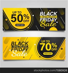 Black Friday banner design template on black and yellow background