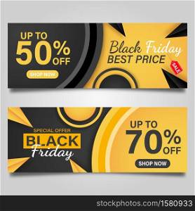 Black Friday banner design template on black and yellow background