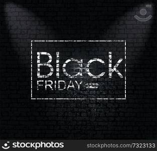 BLACK FRIDAY banner on the brick wall texture.