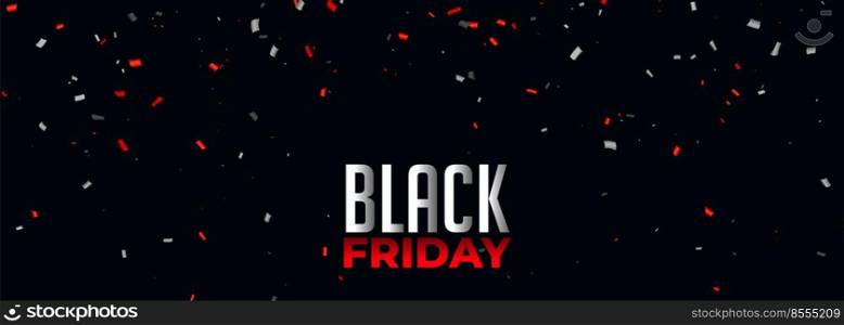 black friday banner with red and white confetti