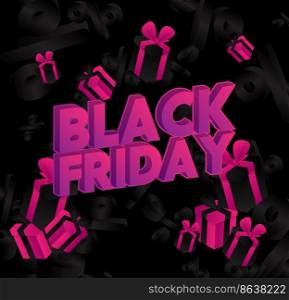 Black Friday. Design for advertising, banners, leaflets and flyers with gift box and Percentage Sign. Dark Special Offer Poster.