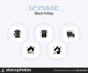 Black Friday Glyph Icon Pack 5 Icon Design. receipt. black friday. hot. bill. commerce