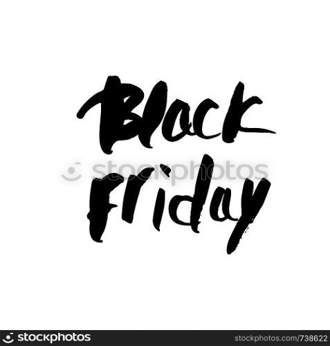Black Friday handwritten text. Brush lettering for promotion isolated on white background.