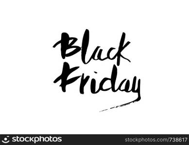 Black Friday handwritten text. Lettering for promotion isolated on white background.