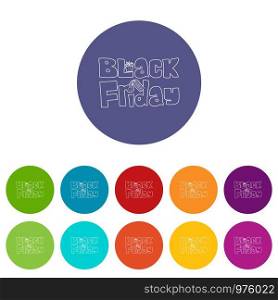 Black Friday icons color set vector for any web design on white background. Black Friday icons set vector color