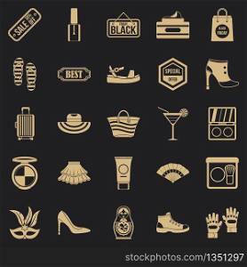 Black friday icons set. Simple set of 25 black friday vector icons for web for any design. Black friday icons set, simple style