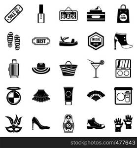 Black friday icons set. Simple set of 25 black friday vector icons for web isolated on white background. Black friday icons set, simple style