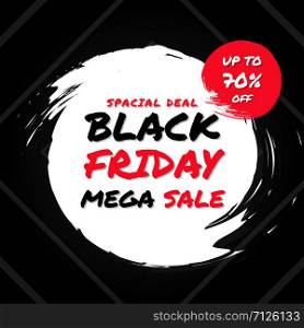 Black friday mega sale background modern white and black design with brush style. vector illustration