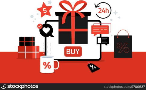 Black friday online shopping on tablet sale Vector Image